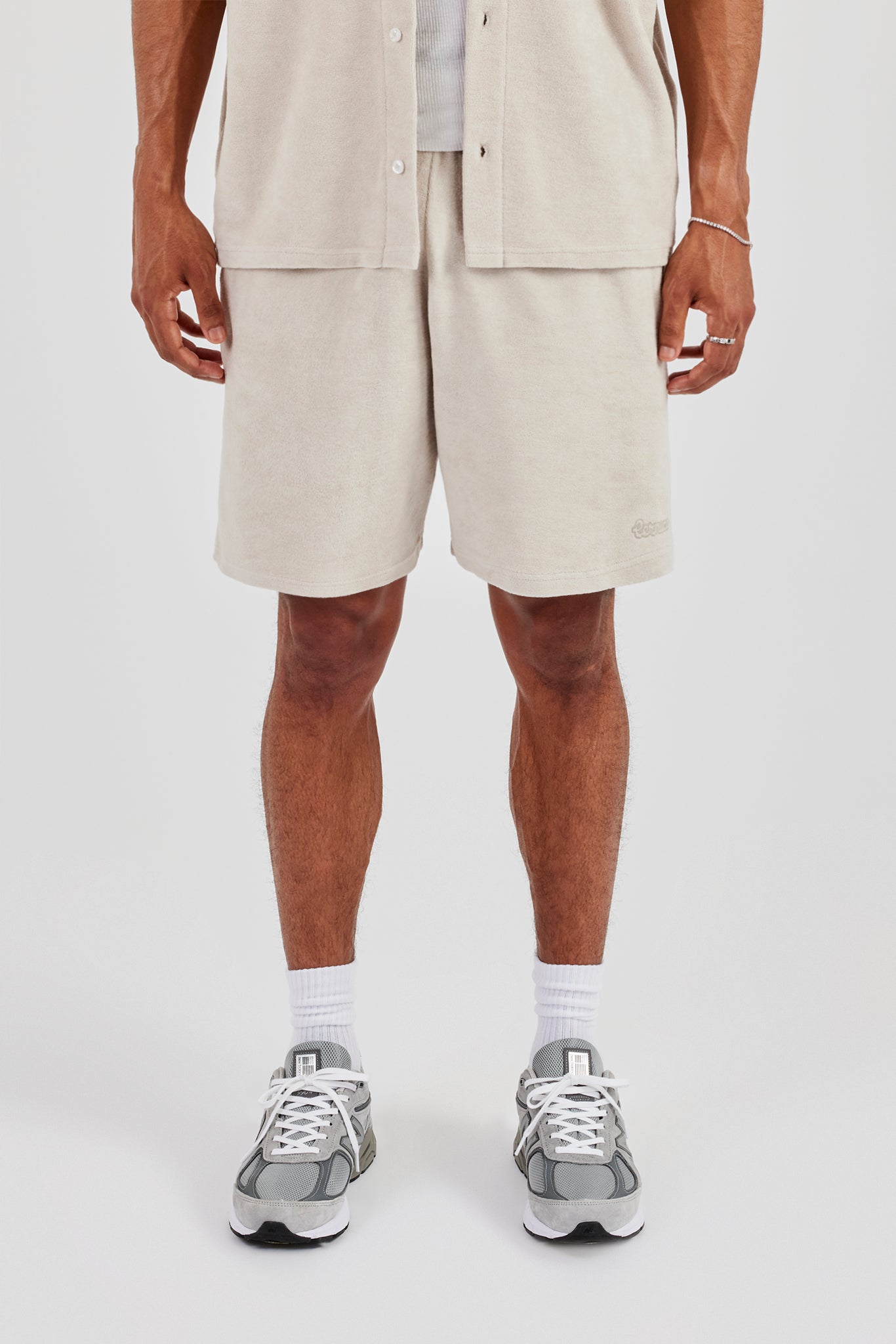 Relaxed-Shorts aus Frottee - Beige